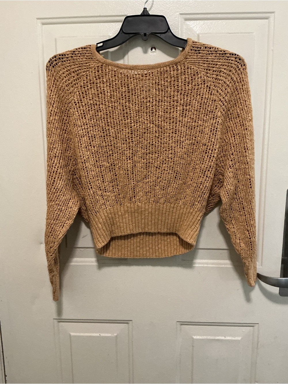 Billabong Open-Knit Cropped Sweater in Camel